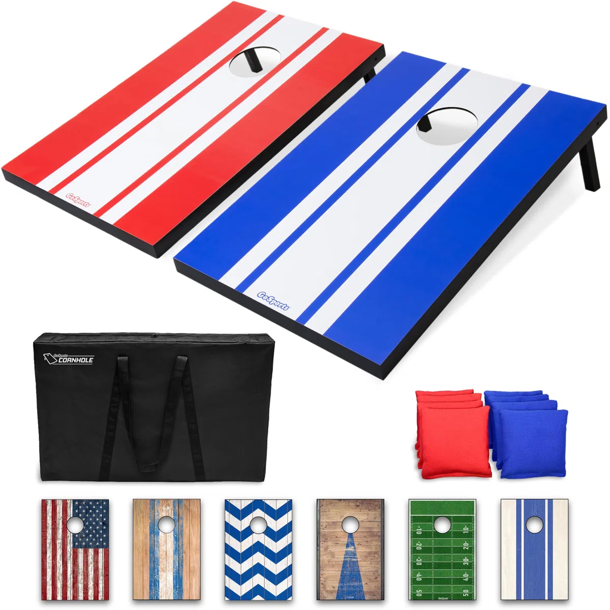 GoSports Juego clásico de Cornhole: Incluye 8 puf, Estuche de Viaje y Reglas de Juego (elección de Estilo)