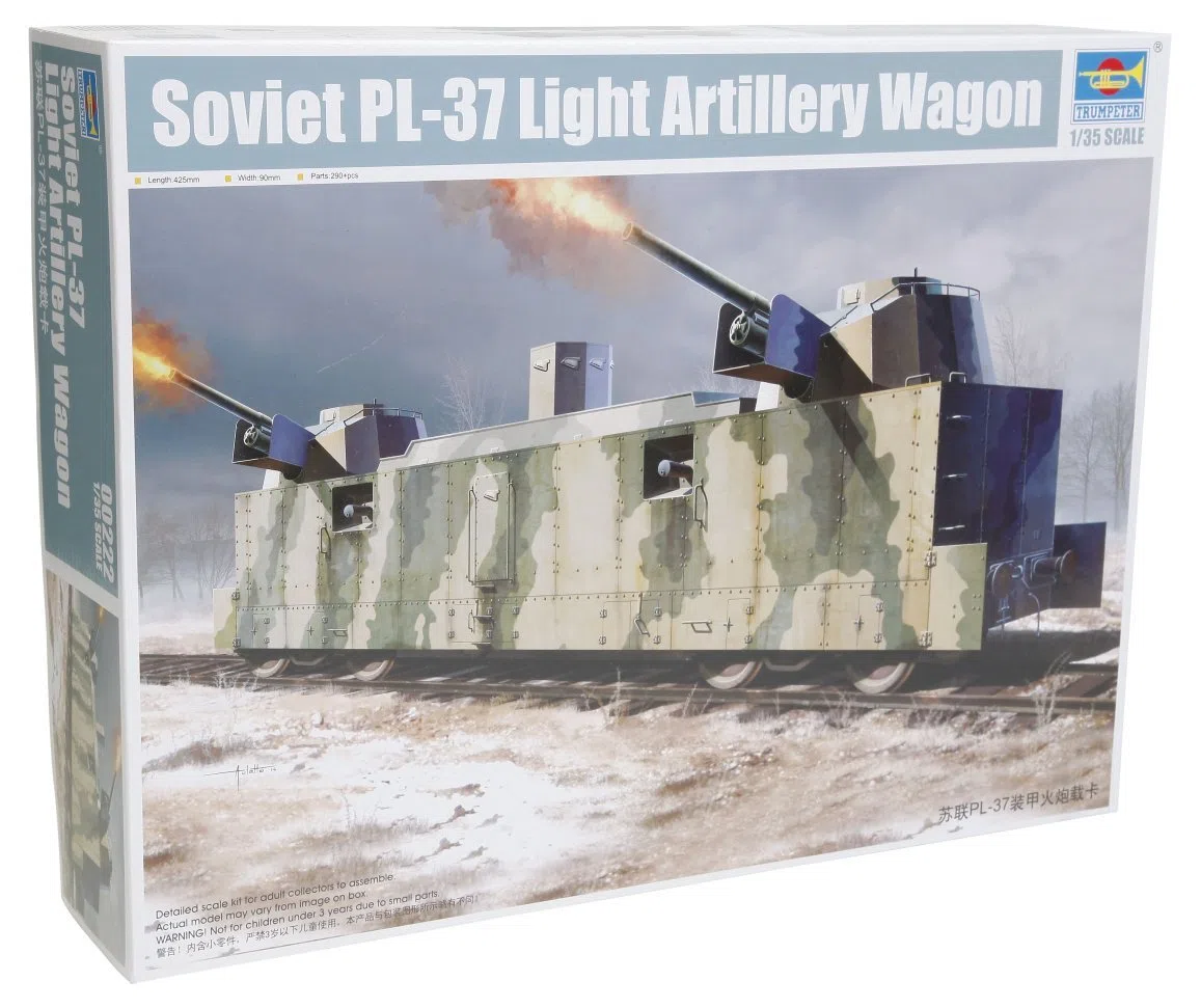 Trumpeter 1/35 PL-37 soviético artillería Ligera (Rail) Carro # 00222 - Kit de Plástico Modelo