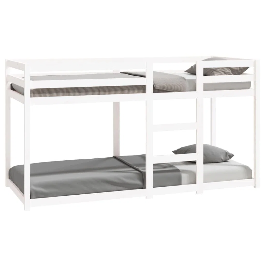 vidaXL Litera Cama Individual Doble Mueble Dormitorio Escalera Barandillas Protección Juvenil Niños Infantiles de Madera Maciza de Pino Blanca