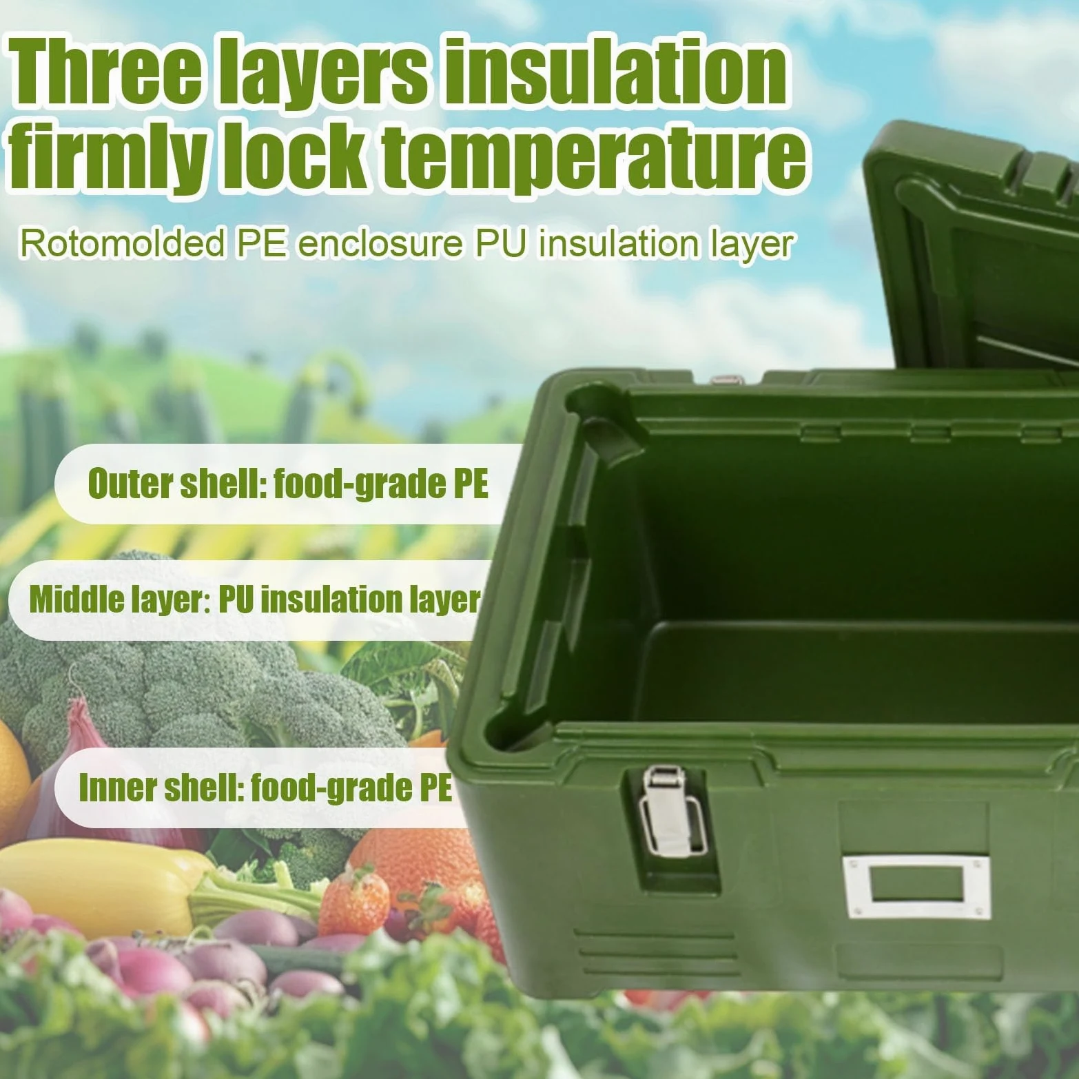 Contenedor Térmico Alimentos Caja Caliente Para Catering, Gran Capacidad Alimentos, Transporte Comida Caliente, Caja Térmica Profesional Para Restaurantes Y Hoteles(2 pans)