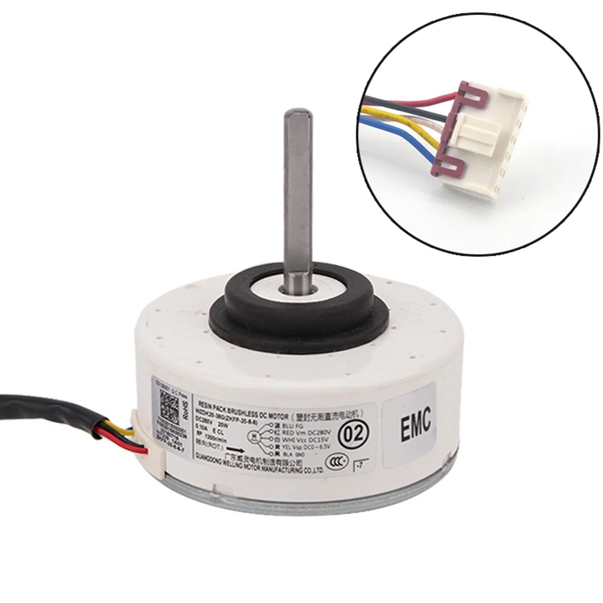 Motor de aire acondicionado para interiores WZDK20-38G (ZKFP-20-8-6) 20W DC Motor de ventilador sin escobillas para el hogar