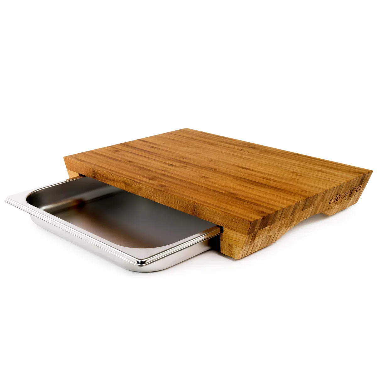 Tabla de corte "style bamboo" con bandeja de acero inoxidable, tabla de cocina de bambú, dimensiones: 43 x 29 x 7 cm