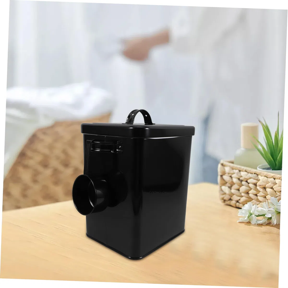 PRETYZOOM Contenedor de Almacenamiento Metálico Hermético con Cuchara para Harina de Arroz Recipiente Multifunción con Tapa para Cocina y Hogar para Almacenar Alimentos la Granja o Casa