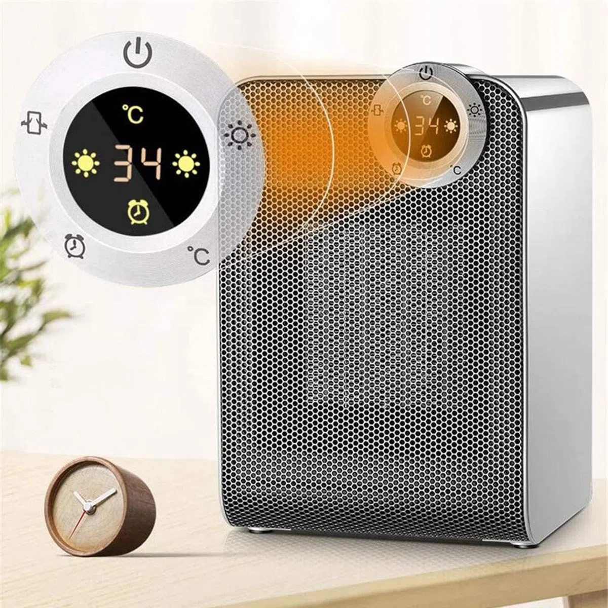 Calentador Duradero Calefactor-Estufas eléctricas Calefactor de cerámica con Control Remoto Termostato Digital con Pantalla táctil Calentador de Ventilador