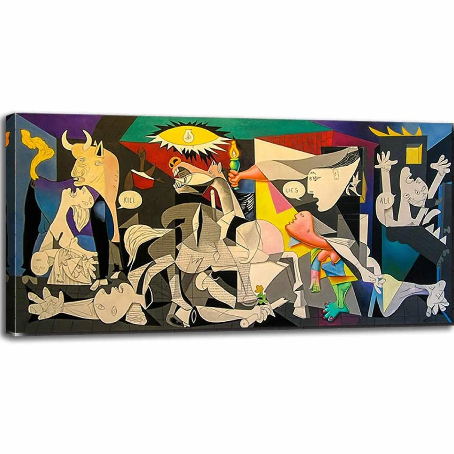 Guernica By Picasso Pinturas al óleo de lienzo grande para pared - Famosas reproducciones de pinturas al óleo Obra de arte lista para colgar 60x120cm (24x47in) con marco