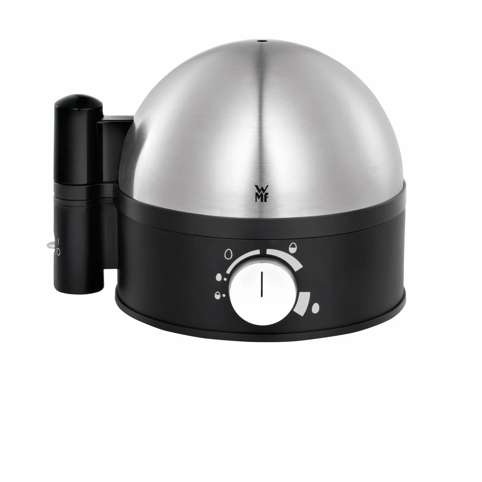 WMF Stelio - Cocedor de 7 Huevos de 380 W, Hervidor con señal acústica para detener cocción graduable, acabados de acero inoxidable de Cromargan mate, libre de BPA