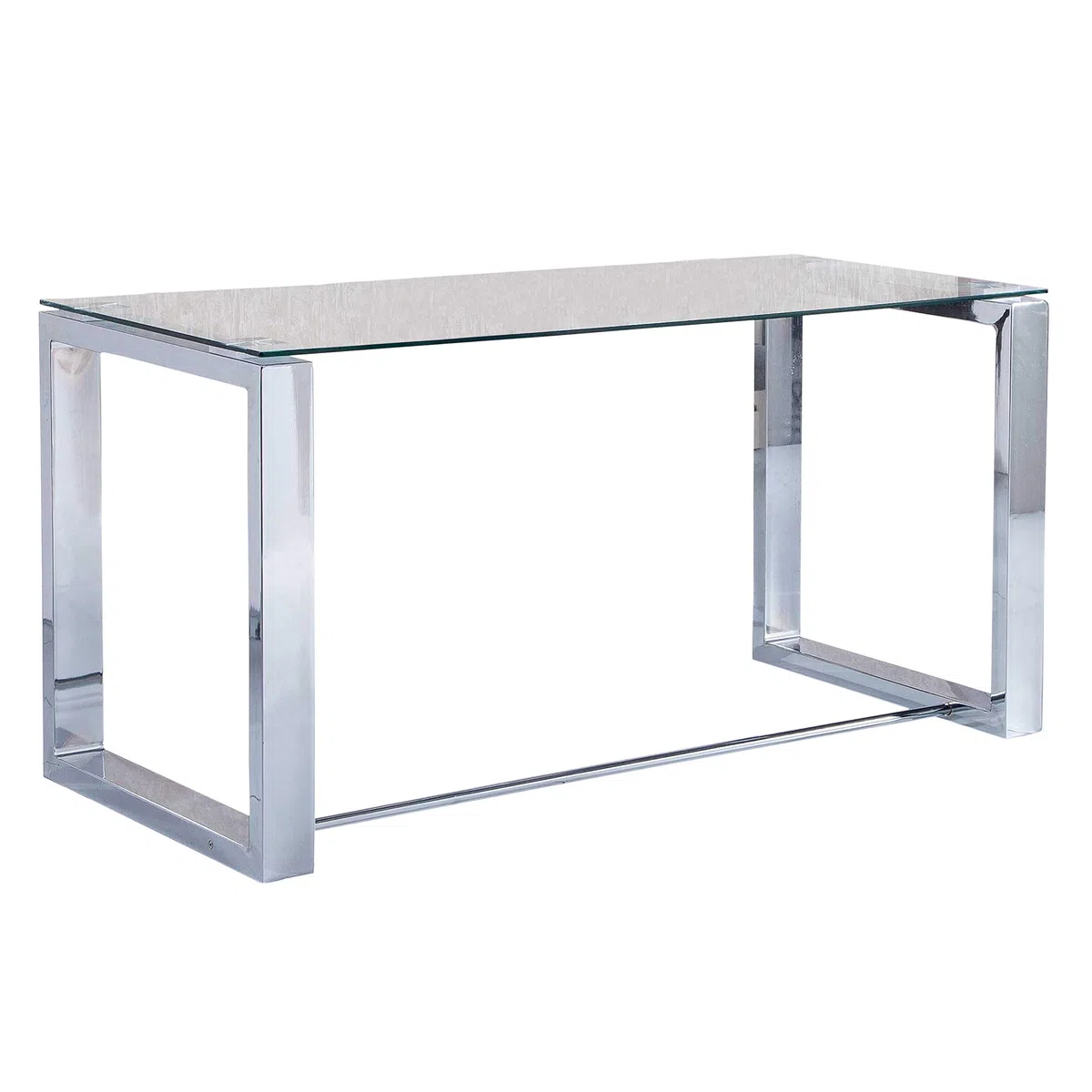 Adec Group Office, Mesa de Estudio, Oficina, Office, Acabado en Cristal y Cromo, Medidas 140 cm (Largo) x 70 cm (Ancho) x 75 cm (Alto)