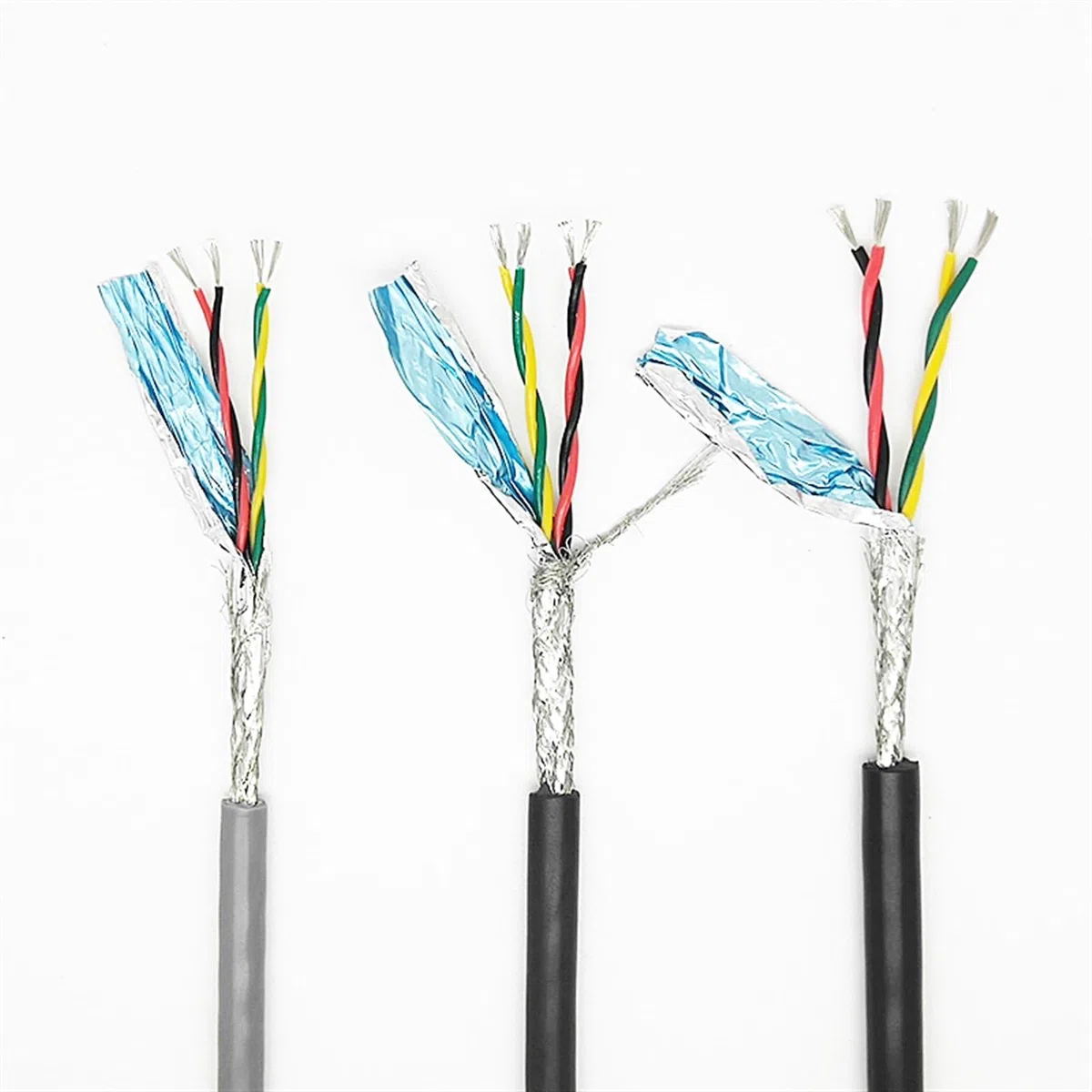 cable blindado, Cable de cobre par trenzado apantallado 2 metros control(18awg 0.75mm2 Black,4cores)
