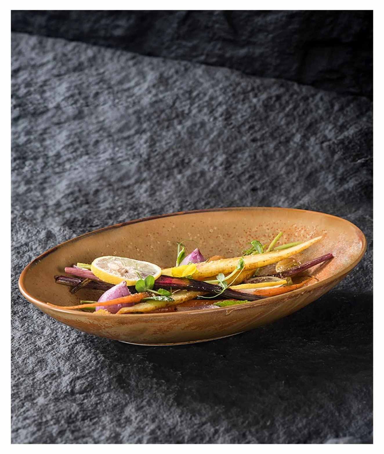 Cuencos para Mojar Plato de Pescado Ovalado de cerámica Creativo, Plato de Pescado al Vapor for el hogar, Plato de Cena japonés for Hotel Cuencos de Aperitivo(D)