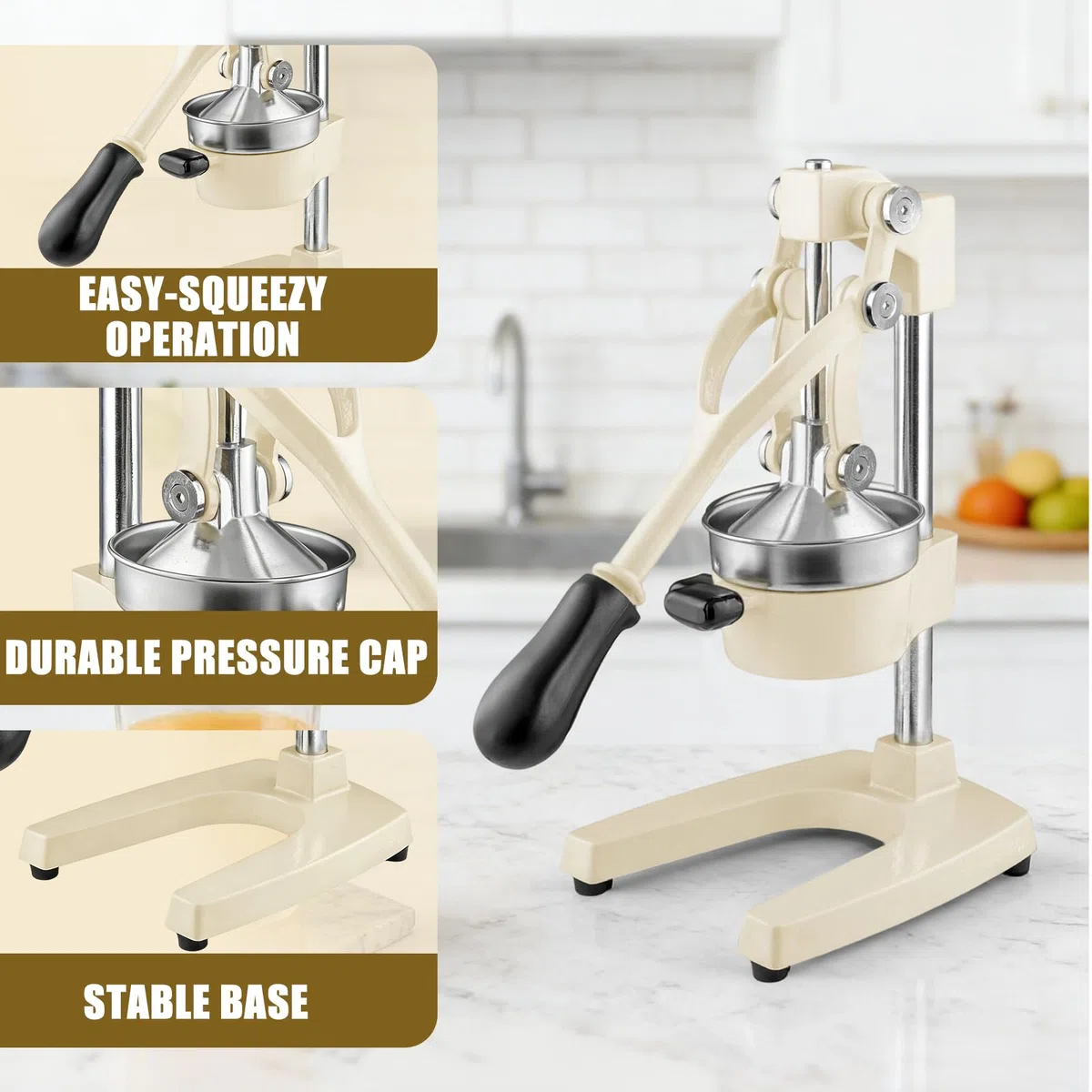 Kitchen - Exprimidor de jugo de naranja de hierro fundido, fácil de limpiar, exprimidor de cítricos profesional, exprimidor de limón de acero inoxidable duradero, prensa manual resistente de cítricos