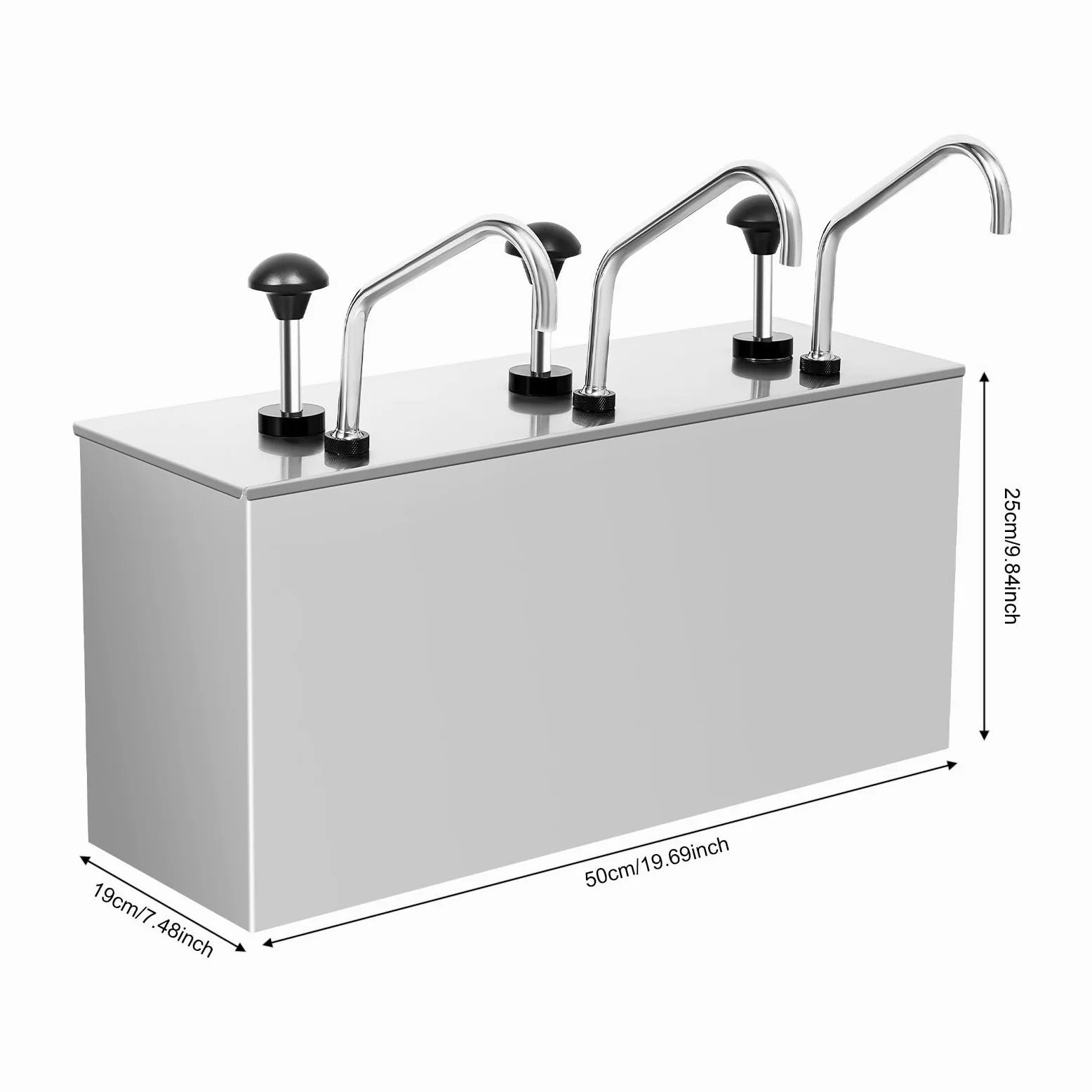 Dispensador de salsa de acero inoxidable con 3 compartimentos, fácil instalación y alto volumen, bomba de especias para salsa de soja, ketchup mostaza, 3 x 4 L