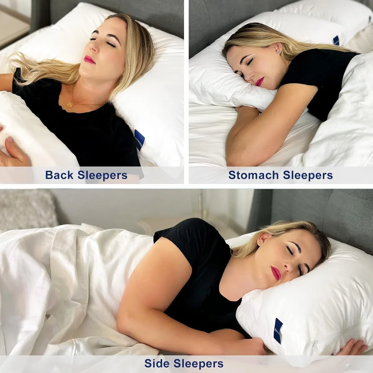 ACCURATEX Almohadas 50x70cm Juego de 2, Espuma Viscoelástica Triturada Ajustable, Relleno Alternativo al Plumón, Funda de Algodón Extraíble - Soporte Firme para Dormir de Lado y Espalda