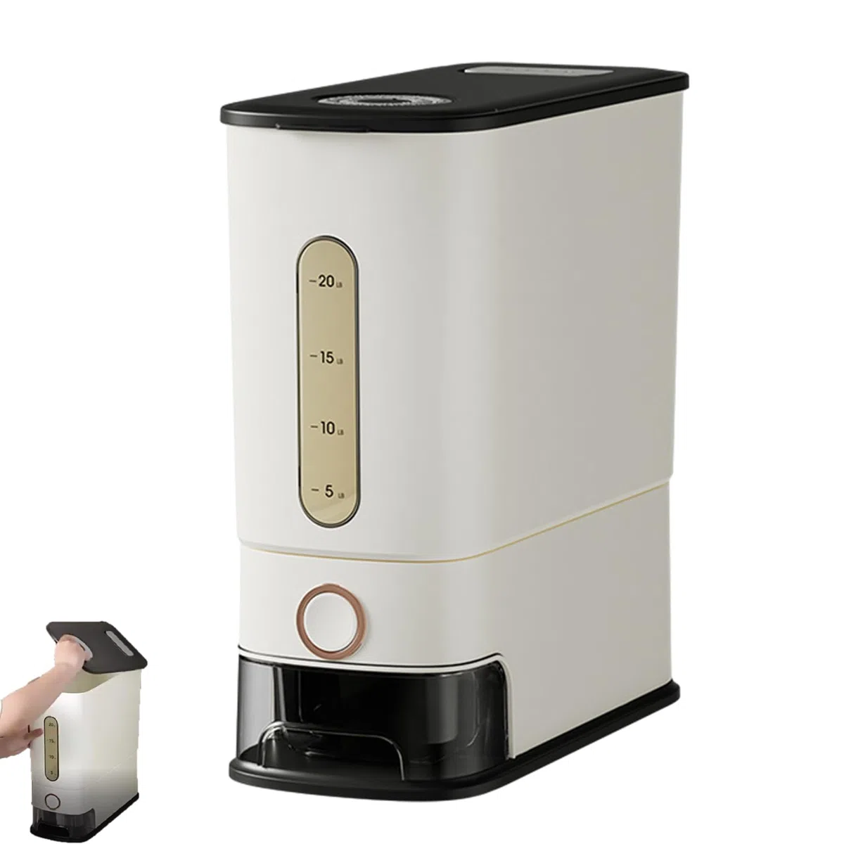 Envase Para Granos Con Tapa 24 Litros Gran Capacidad Conservación Por | Contenedor Para Arroz Para Familia Hogar Cocina Interior Encimera Almacenamiento