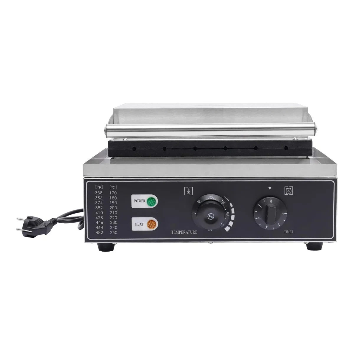 Gofrera eléctrica comercial de acero inoxidable, gofres con temporizador, 50-300 ℃, 1500 W, 220 V