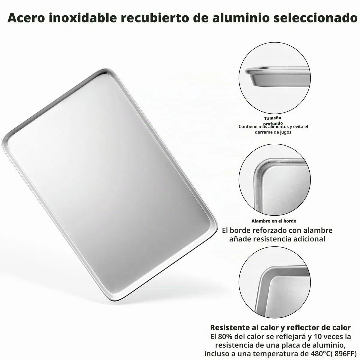 CROSSON Bandeja para Hornear Rectangular 60 x 40 x 3 cm,Bandeja Hornear Profesional en Acero Inoxidable Resistencia a Altas Temperaturas Bandejas para Hornear Gelatina