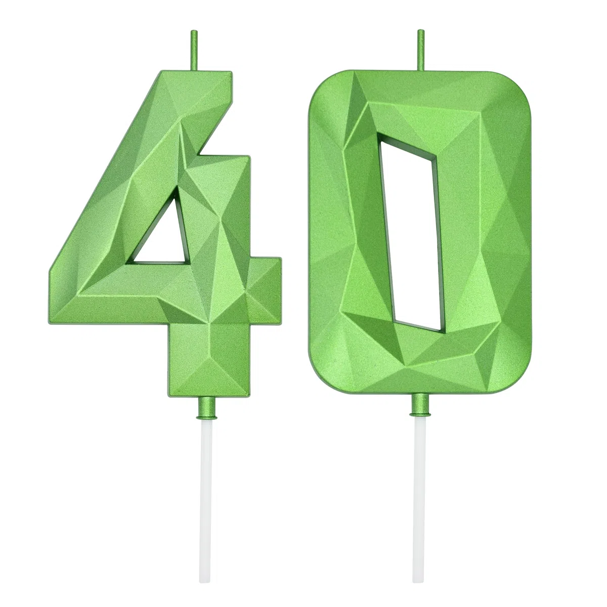 DERVENTA Vela de cumpleaños con número grande en 3D, verde, de 3.7 pulgadas, decoración de fiesta, celebración, aniversario, decoración de tarta, 1 pieza (número 40 verde 3D)