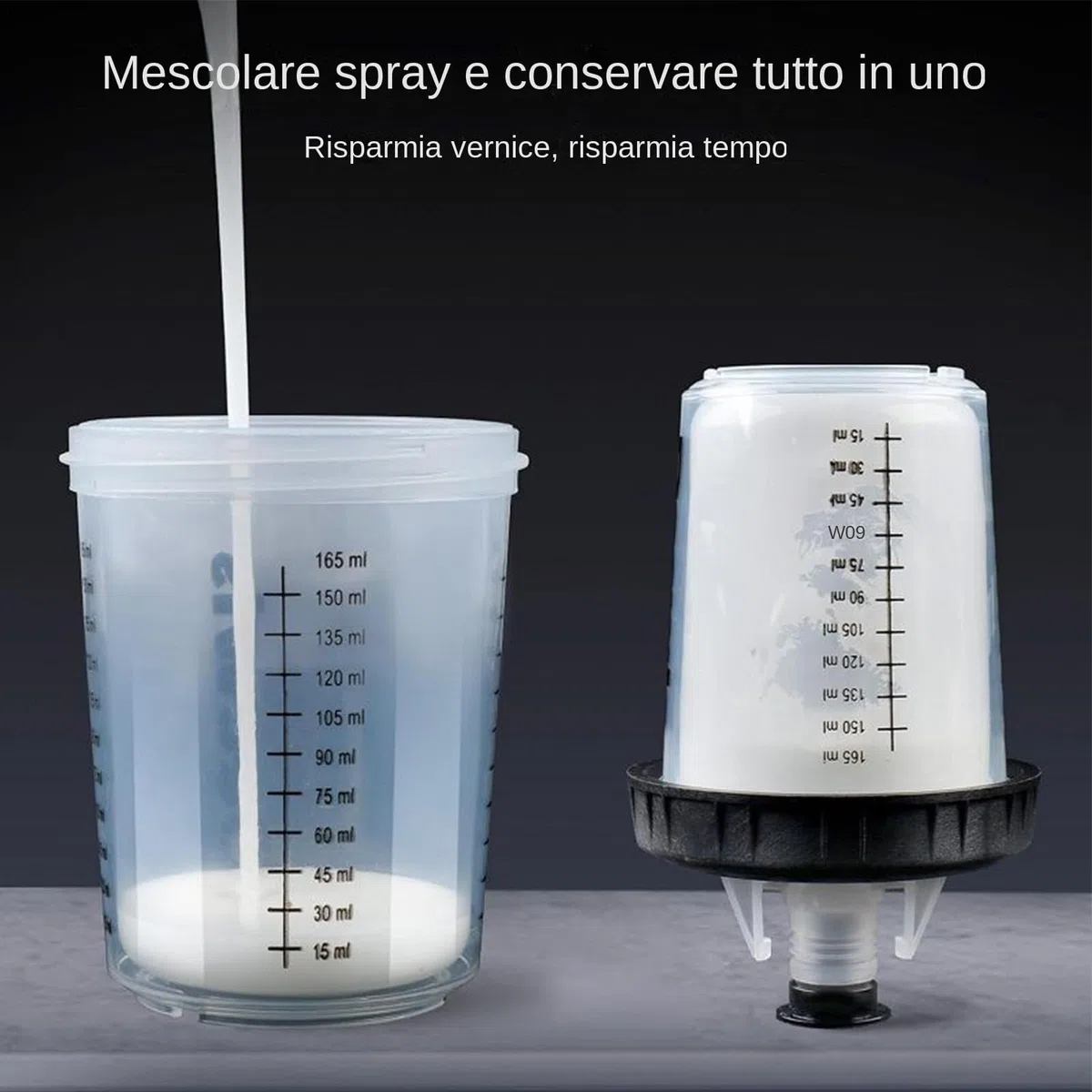 Vasos De Mezcla De Pintura Para Automóviles Vasos Medidores De Pintura 165 | Envase Compacto Transparente Con Medición Para Arte Manualidades Renovación Reparación Muebles Coche