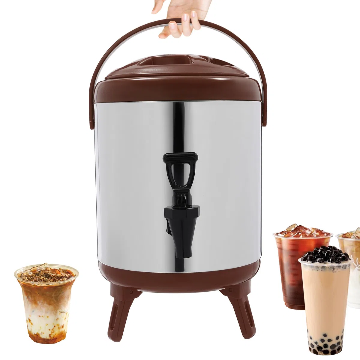 Dispensador de agua caliente de 6 litros con grifo, urna de bebidas aislada de acero inoxidable para café, té, fiestas, catering y eventos