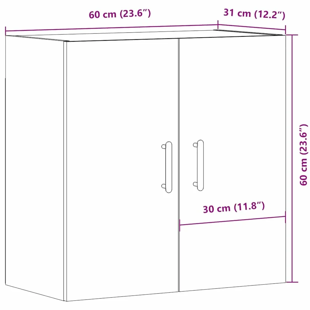 vidaXL Armario Pared Madera ingeniería Envejecida 60x31x60 cm, Armario montado en la Pared, Armario de Almacenamiento, Armario de Pared Colgante