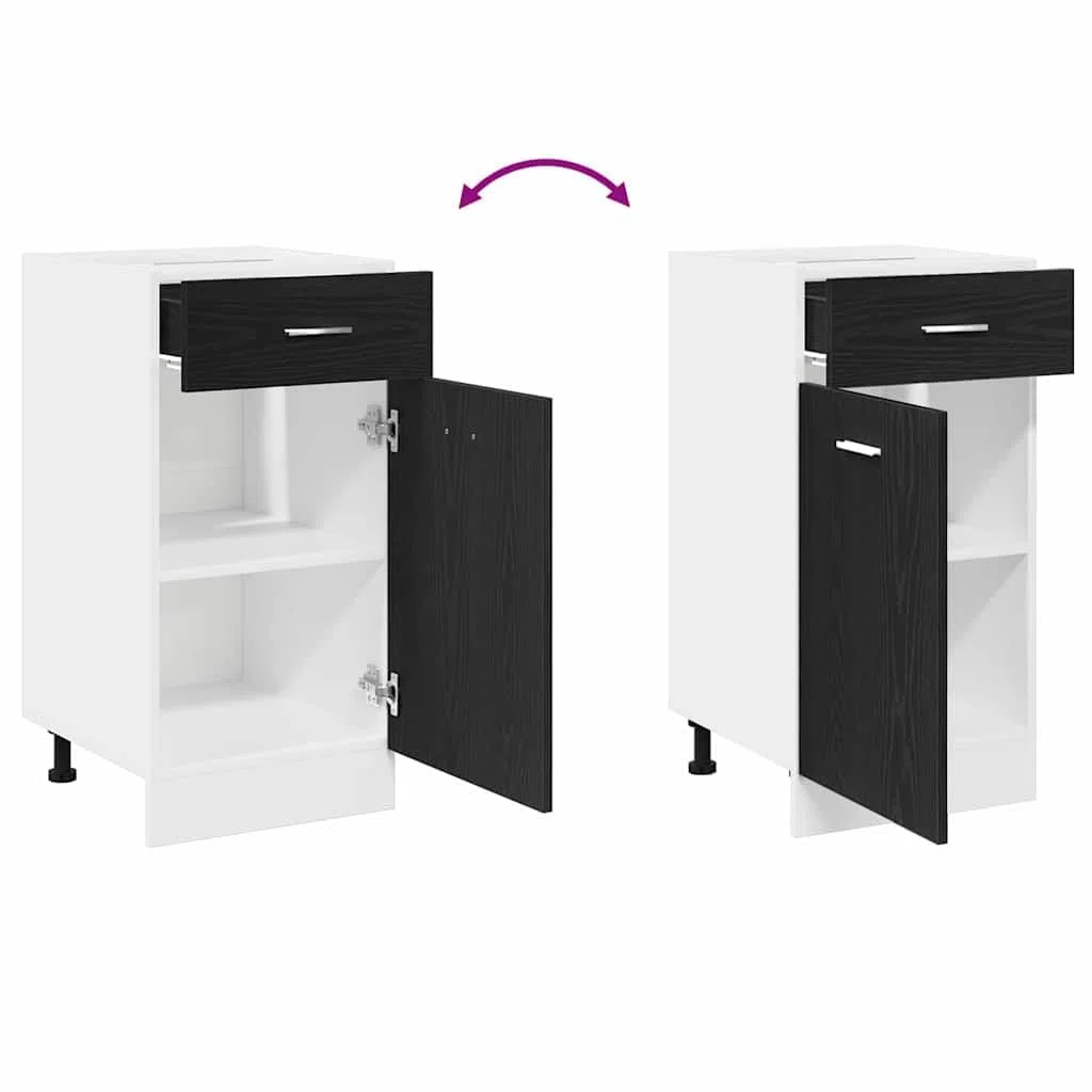 vidaXL Cajón Inferior del Armario Riga Roble Negro 40 x 46 x 81,5 cm, Amplio Espacio, Muebles de Cocina Modernos, Utilidad Duradera, diseño Rectangular, soluciones Inteligentes para organización