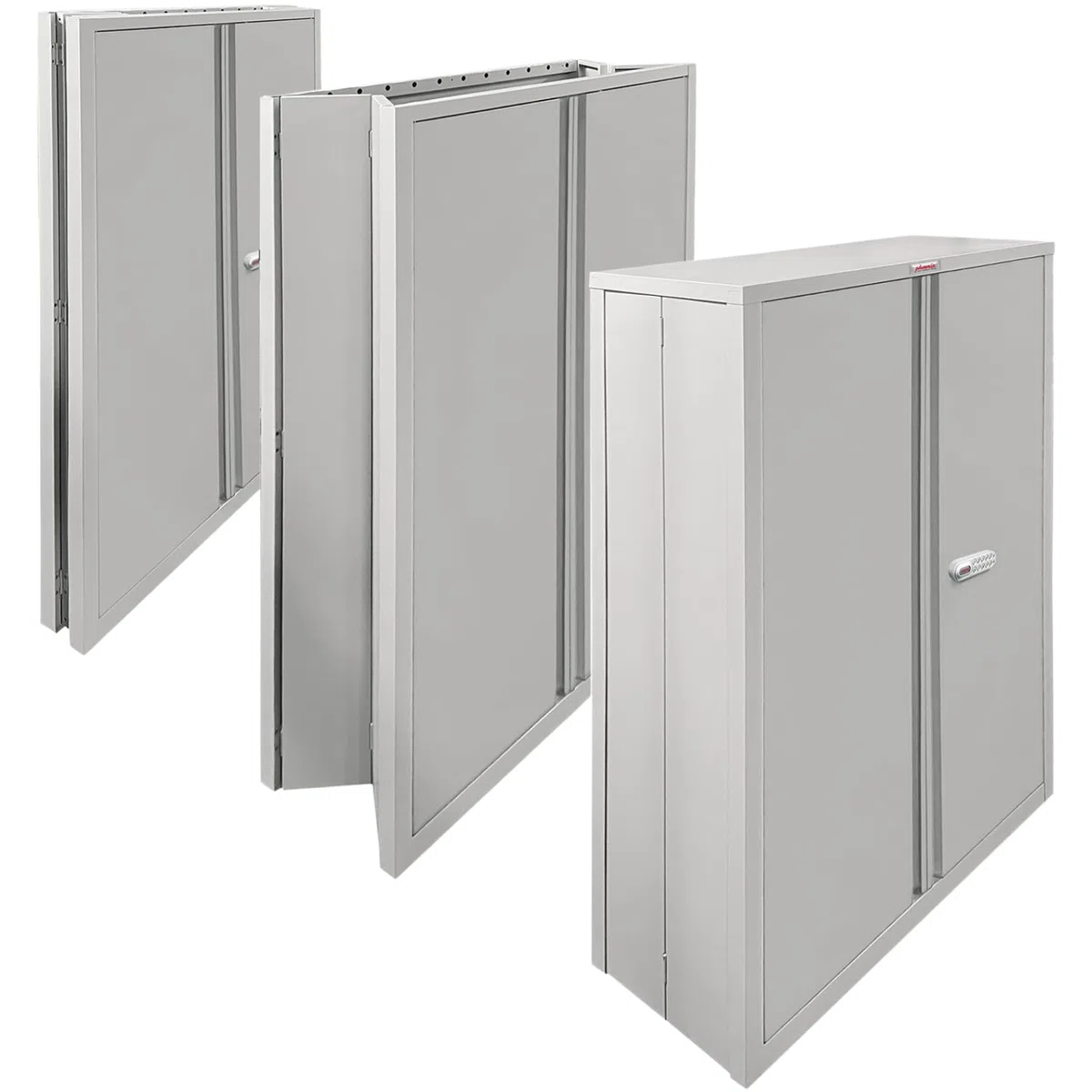 Phoenix Safe Company SCF1491GGE - Armario de papelería de 2 puertas con cerradura electrónica, 3 estantes con capacidad de 60 kg por estante, almacenamiento plegable de acero para oficina y almacén
