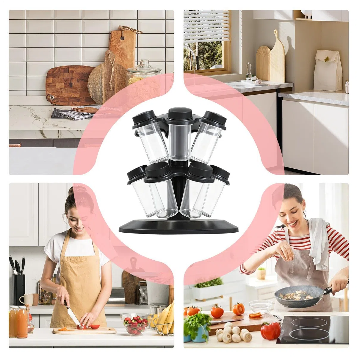 Generico Estantería giratoria para especias, organizador | Porta condimentos para 12 tarros | Porta condimentos de mostrador, para casa, cocina, armario, despensa , comedor, apartamento