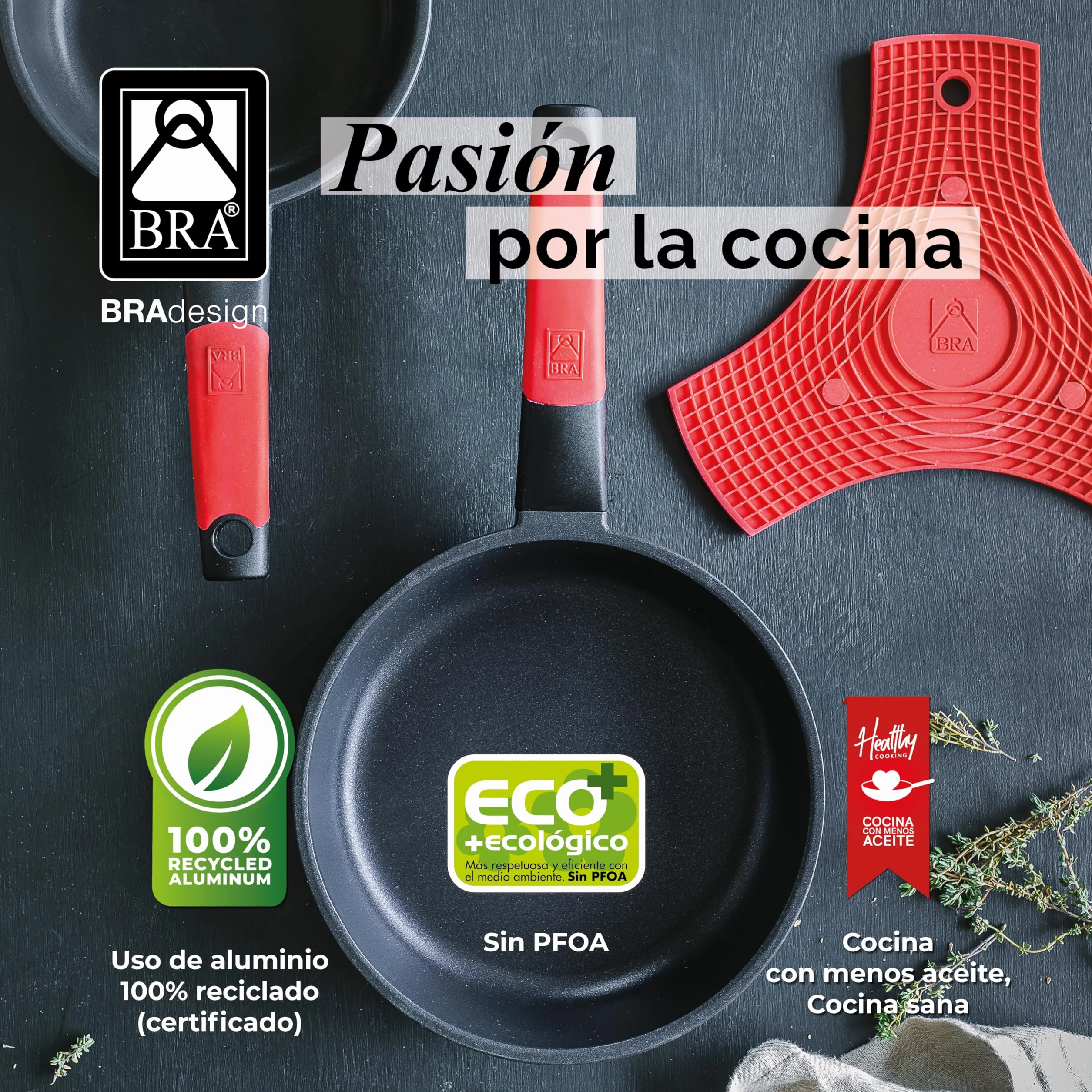 BRA Premiere- Set de 3 sartenes, aluminio fundido antiadherente & Premiere | Sartén 32 cm, Aluminio Fundido, Tricapa con Revestimiento Antiadherente reforzado