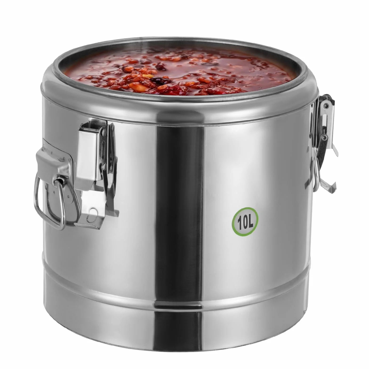 Cubo aislado de 10 l, contenedor de sopa de acero inoxidable con tapa asas barril hermético cubo sellado para restaurantes comedores hotpot tiendas hoteles