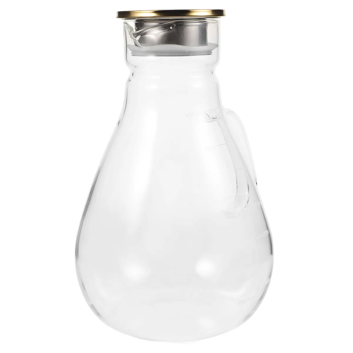 Jarra de Vidrio Borosilicato de 1300ml con Tapa de Acero Inoxidable y Silicona, Diseño Elegante y Antideslizante para Jugos y Leche en Fiestas o Restaurantes