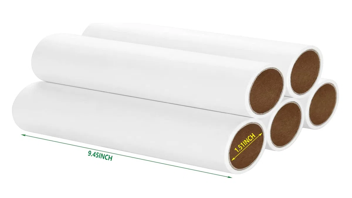 Paquete de 5 recambios de rodillo de pelusa grandes de 9.45 pulgadas de ancho (1.51 pulgadas de diámetro interior), recambios de rodillo extra pegajoso de gran tamaño para eliminar el pelo de