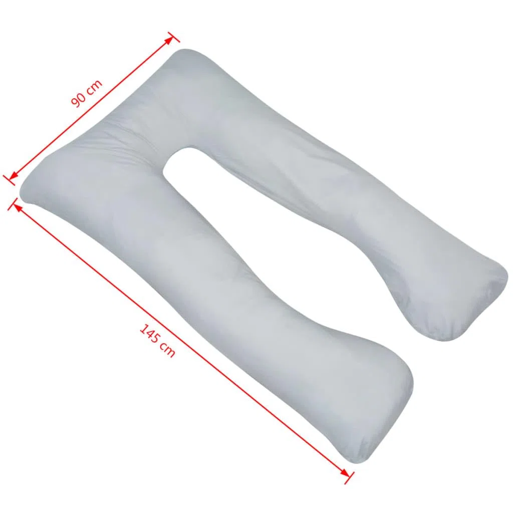 Mangloder - Almohada de maternidad gris 90 x 145 cm, en forma de U, de microfibra con relleno de algodón PP, funda lavable, soporte para espalda y vientre