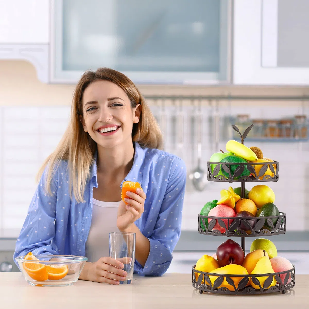 Cesta de frutas de 3 niveles para cocina, soporte para fruteros, cestas de almacenamiento de frutas desmontables, soporte para encimeras, encimera de cocina, mesa de comedor