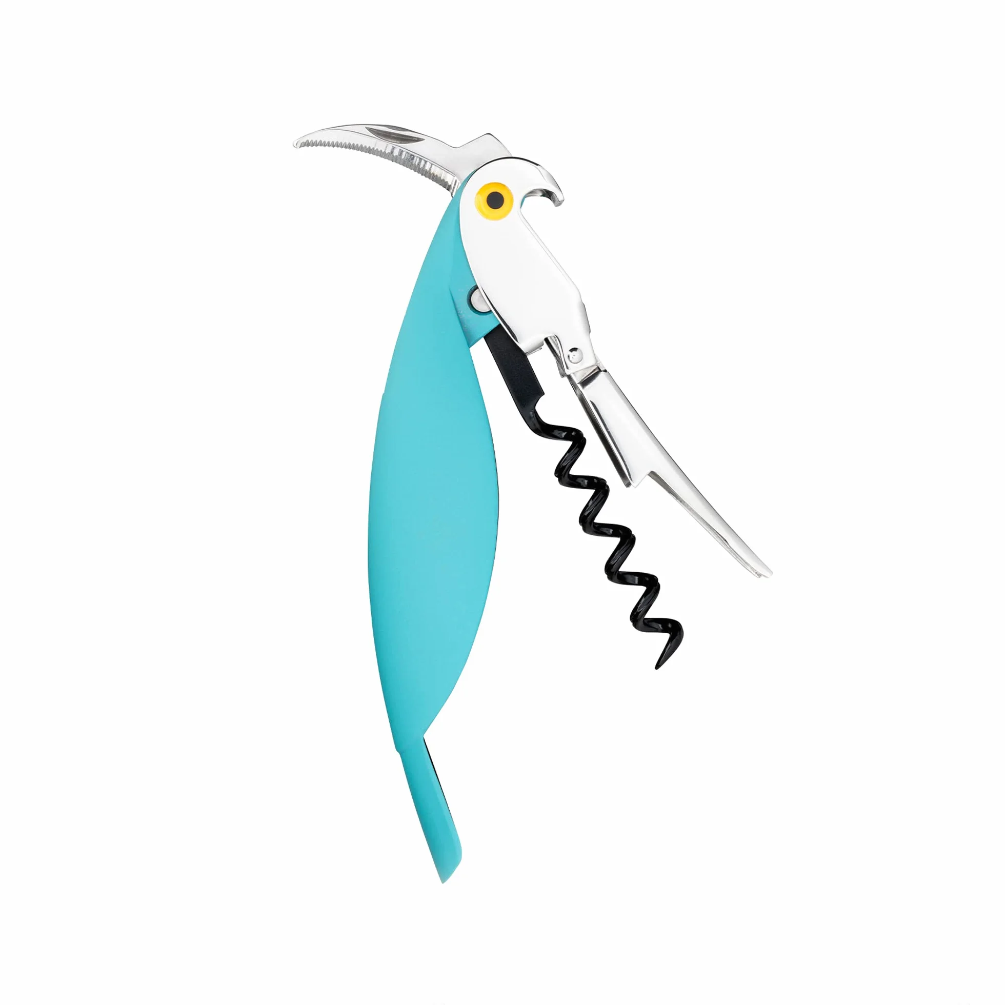 Alessi | Parrot AAM32 AZ - Sacacorchos de diseño para Sommelier, Aluminio Fundido y PC, Azul Claro