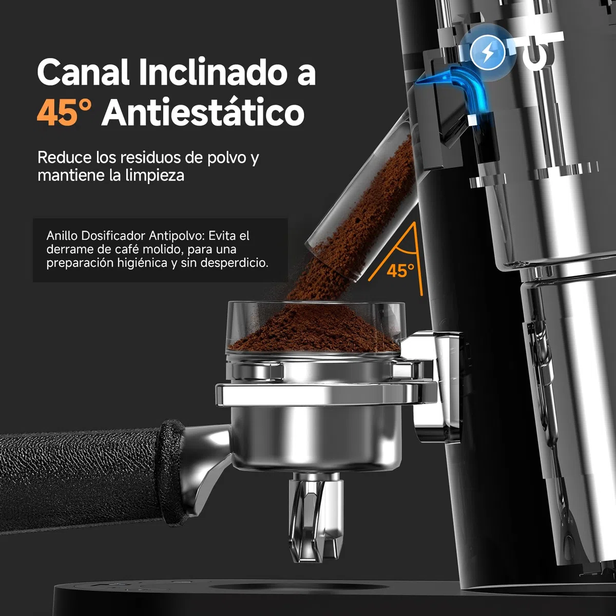 AAOBOSI Molinillo Café Eléctrico, Máquina de Café Portátil 110W, Batería 2600mAh, Máquina de Café con 60 Niveles de Molienda Personalizados, Incluye Portafiltro para Máquinas de Café Espresso