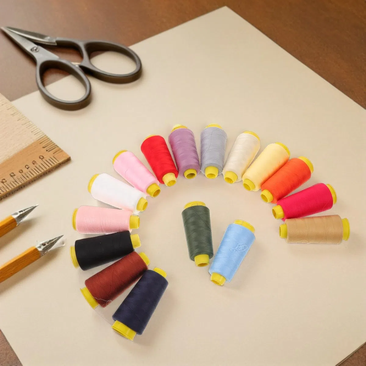 DOITOOL Carretes de Hilo de Coser de Poliéster 2000 Yardas, 16 Colores Surtidos, para Máquina de Coser, Bordado y Overlock, Kit de Hilos para Costura y Manualidades