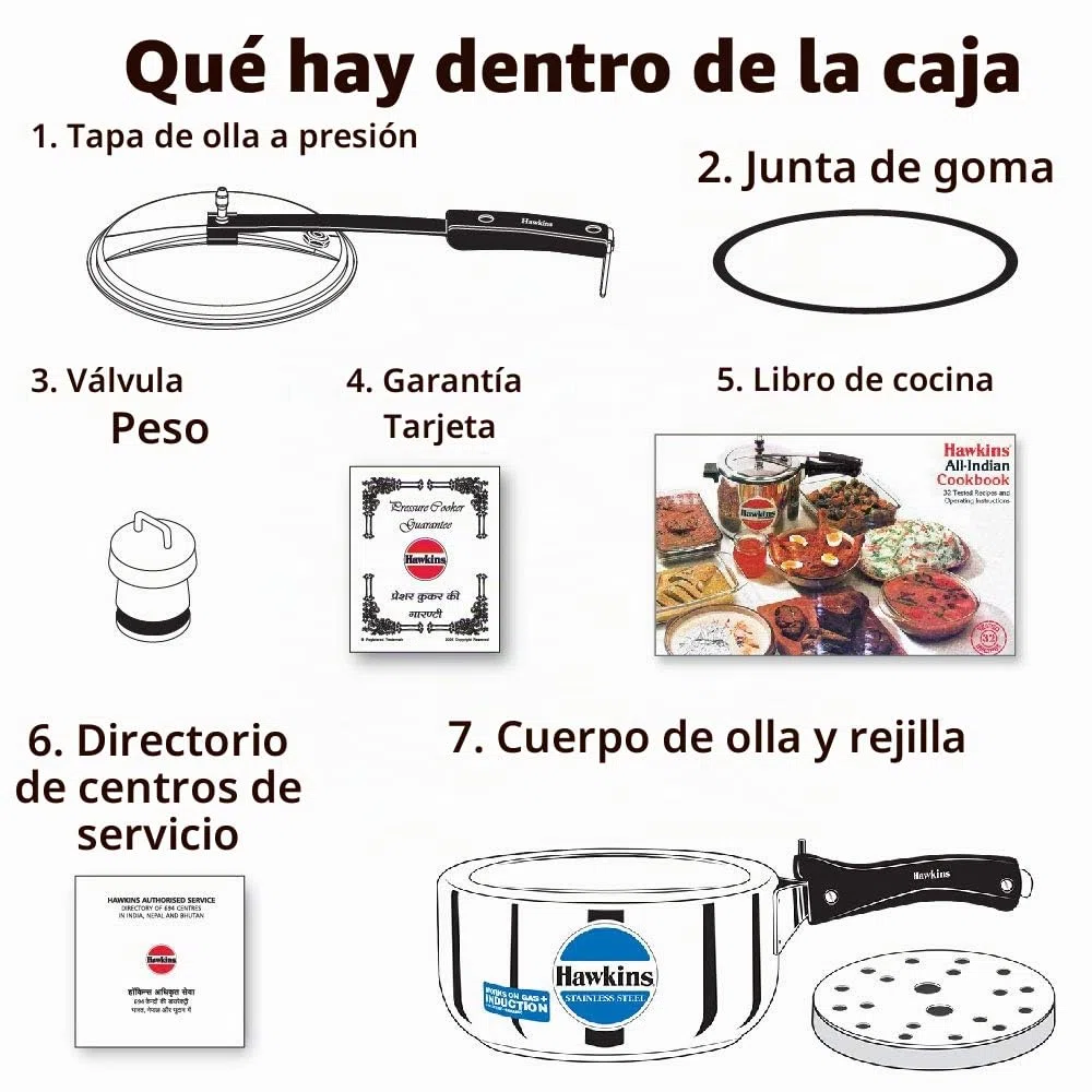 Olla a presión de acero inoxidable Hawkins modelo B60 de 3 litros