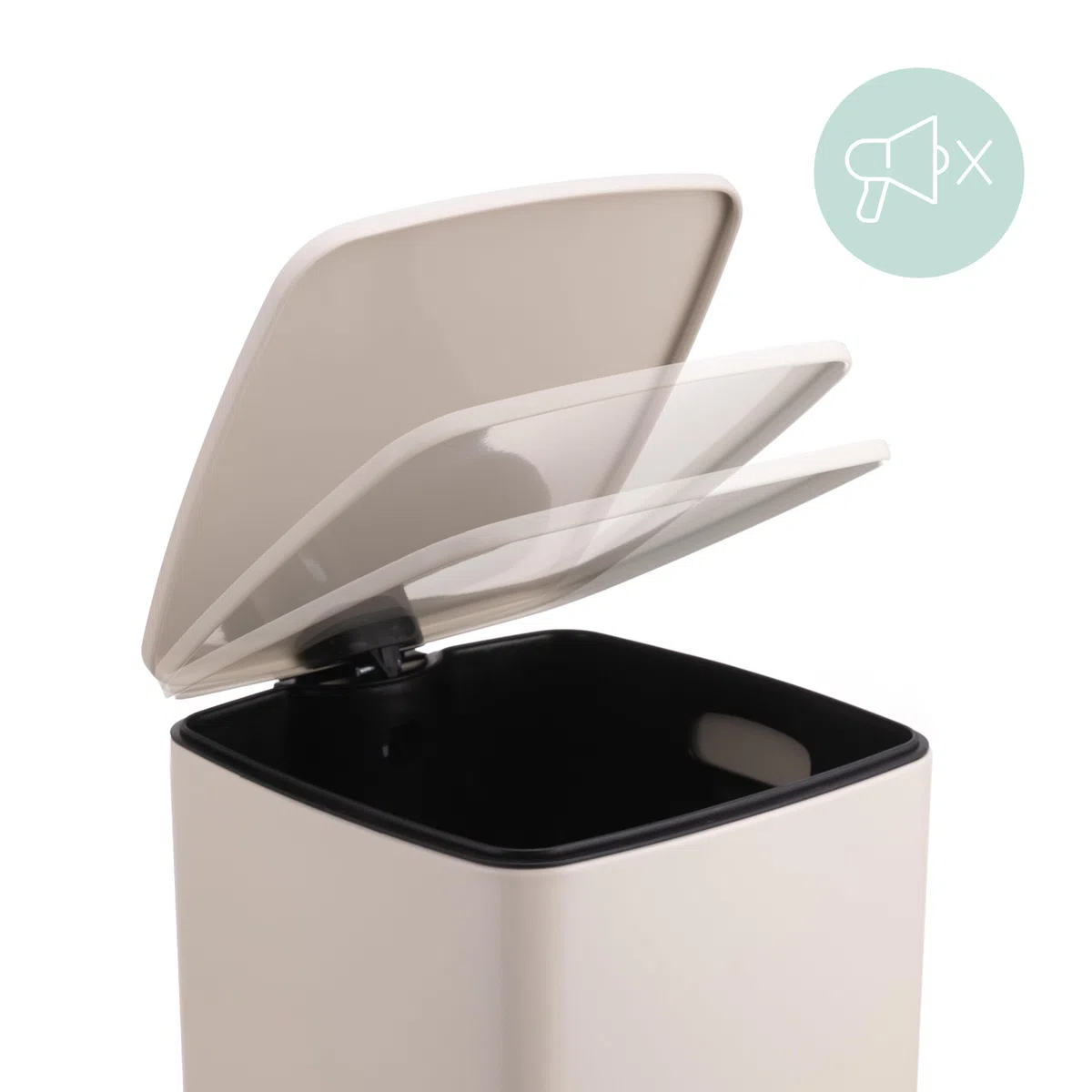 Relaxdays Cubo de Basura de Cocina 30 L, Cierre Suave, Interior extraíble, Metal Mate, Pedal, Beige 53x29x34 cm