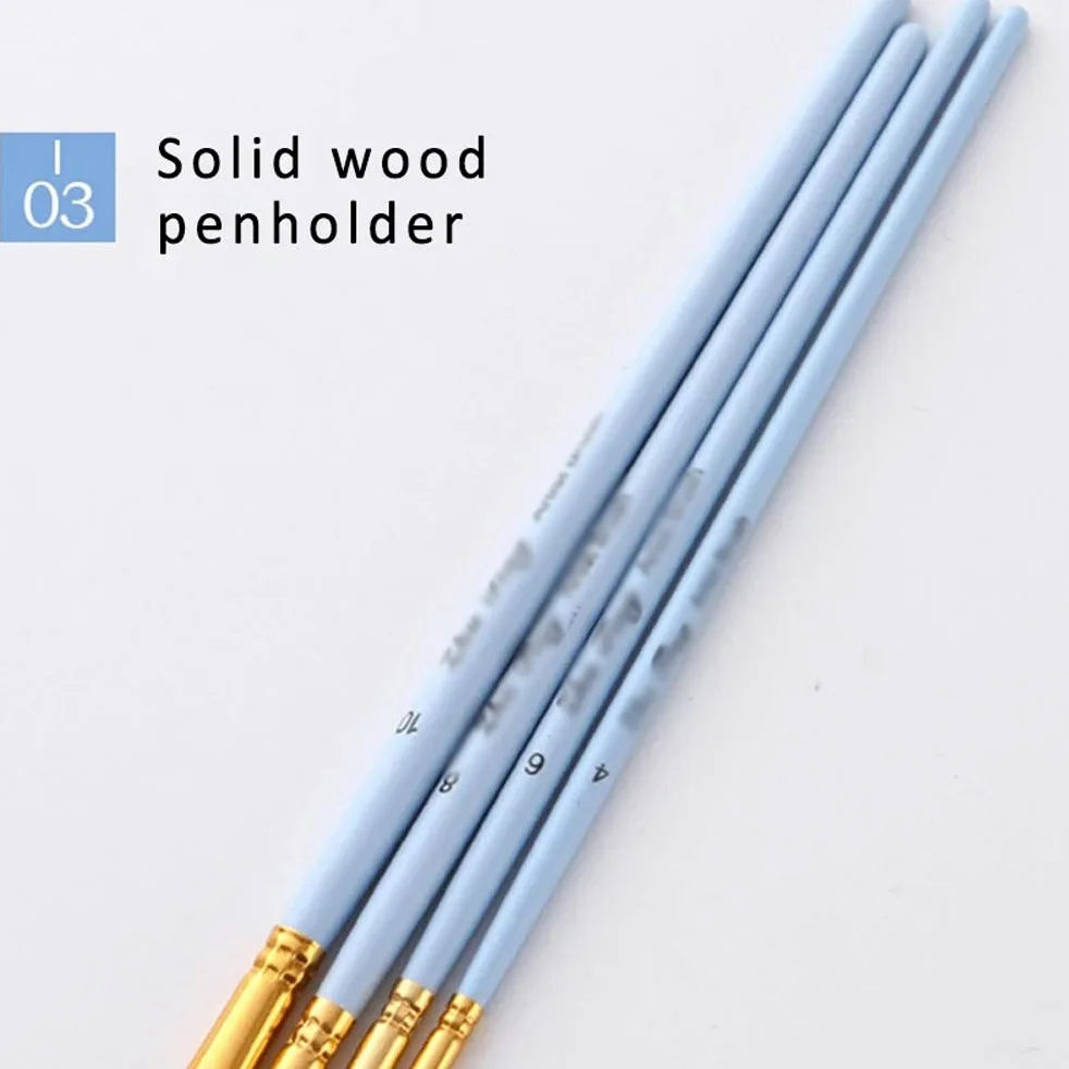 Pincel, Juego de 4 Pinceles para Dibujo artístico, Acuarela, Pelo de Nailon, Mango de Madera, Color Azul Mate, para Pintura al óleo.,