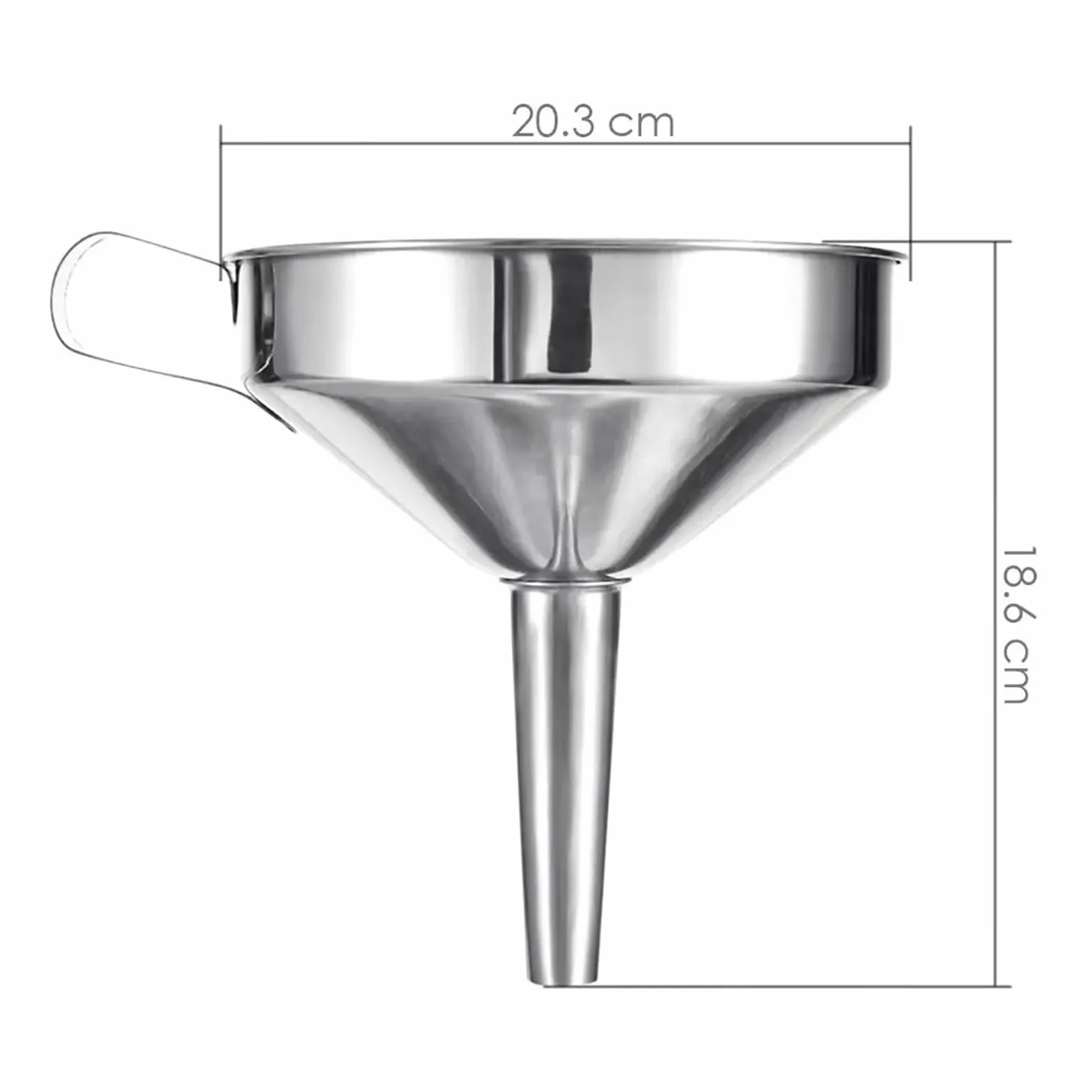 Embudo metálico de acero inoxidable, Colador de filtro desmontable de embudo de cocina grande de acero inoxidable for aceite de cocina(20 CM)