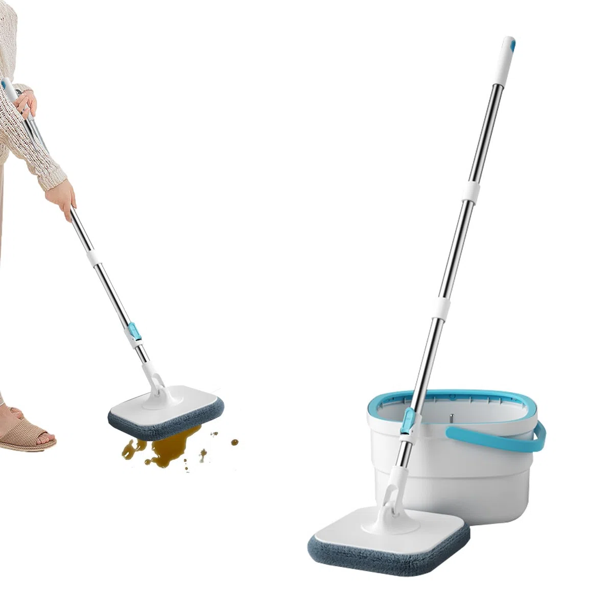 Juego de Fregona de Suelos y Cubo Utensilios De Limpieza Del Hogar Para | Cubo Con Escurridor Para Fregona Para Dormitorio Sala De Estar Comedor Cocina Baño Estudio