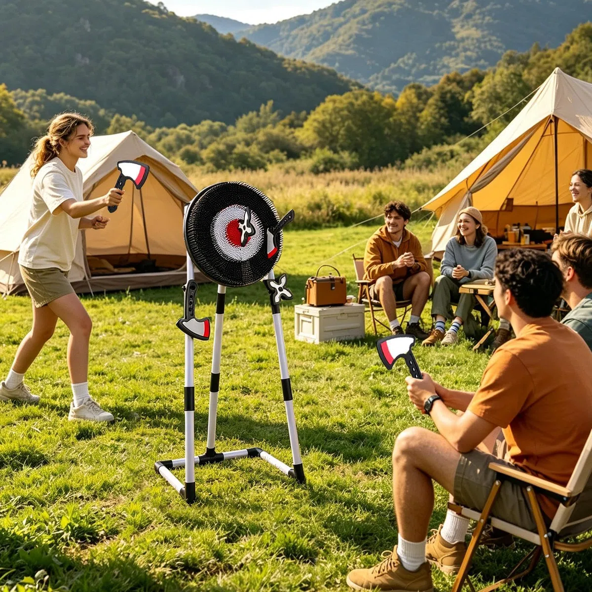 Juego de lanzamiento de hacha para el patio trasero | destino de cerdas seguro de PVC, juego de actividades familiares portátil para interiores y exteriores, carnaval, camping, diversión de fiesta |