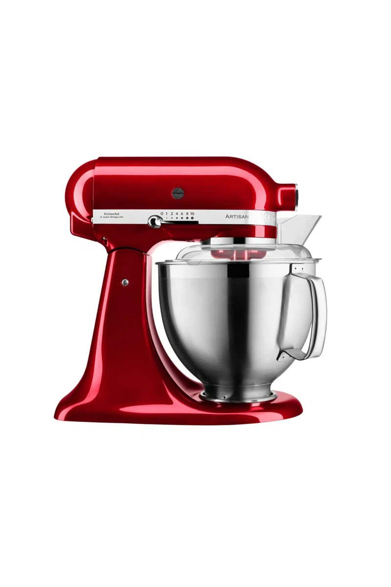 KitchenAid Robot de cocina Artisan – Procesador de alimentos basculante – Máquina amasadora con 2 cuencos y 3 accesorios de acero inoxidable – 4,8 L – Rojo manzana