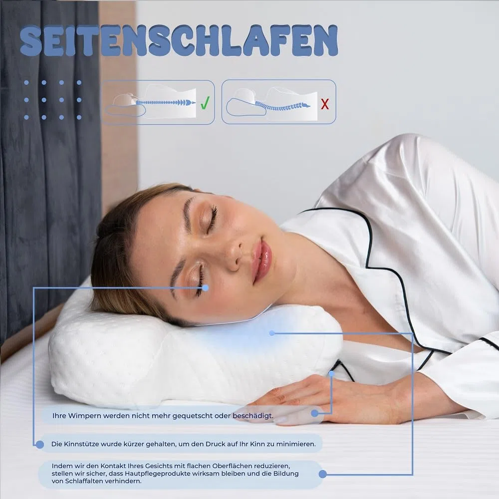 Almohada de belleza. Beauty Pillow. Anti Falten, Anti Wrinkle, Anti Aging, Antienvejecimiento almohada, Almohada de espuma viscoelástica. Almohada para dormir de lado. Almohada de soporte
