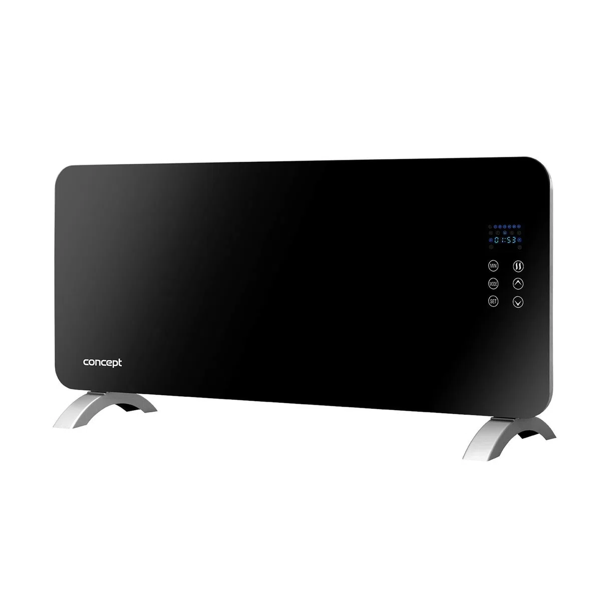 CONCEPT Hausgeräte Convector de vidrio calefactor termostato, calentador de pie, cristal templado, pantalla LED, 1000/2000 W, 20 m2 (blanco), Concept KS4000, convector eléctrico, 2000 W, negro, L