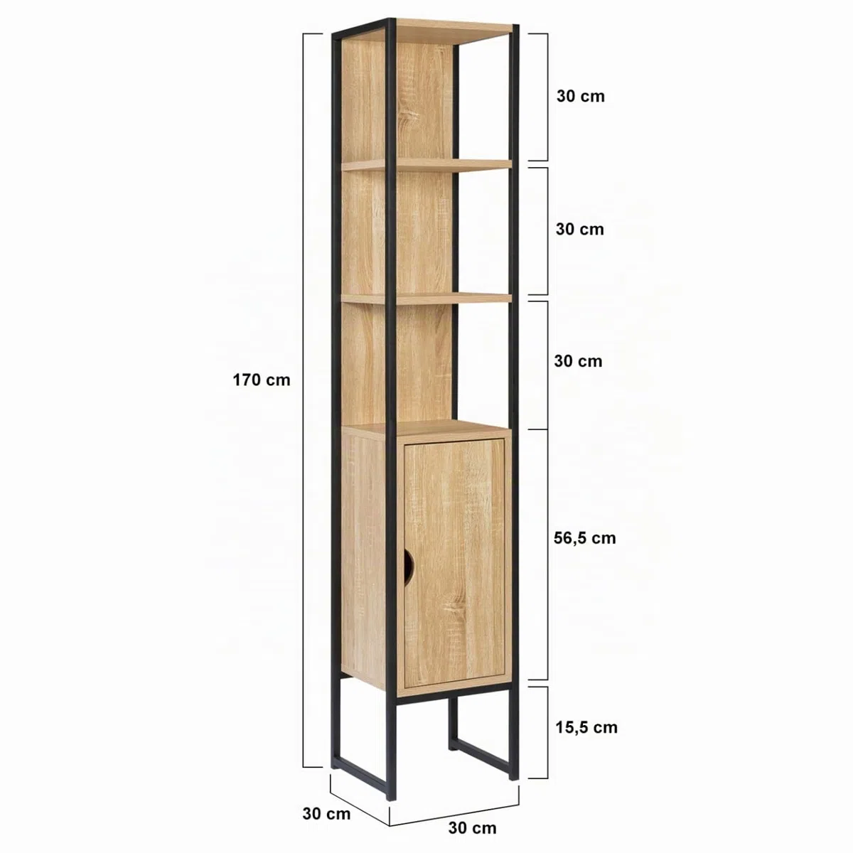 IDMarket - Mueble columna baño Detroit 1 puerta diseño industrial