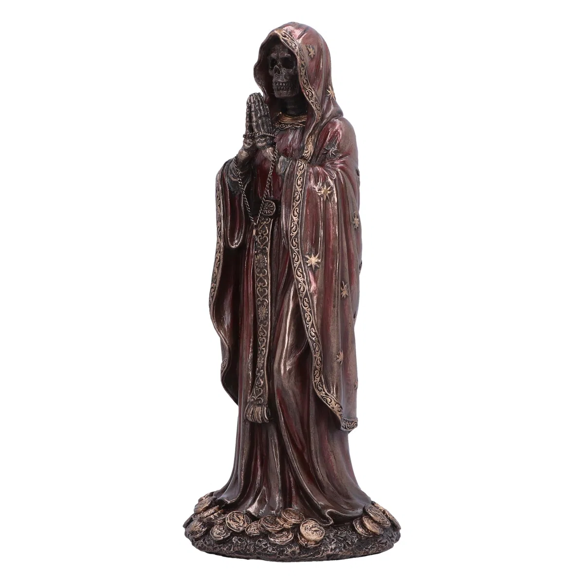 Nemesis Now Figura de Santisima Muerte de 19 cm, Resina, Rojo/Bronce, Rojo Rezando 'Saint of Death', Figura de Icono Cultural Mexicano, fundida en la Mejor Resina, Pintada a Mano por Expertos