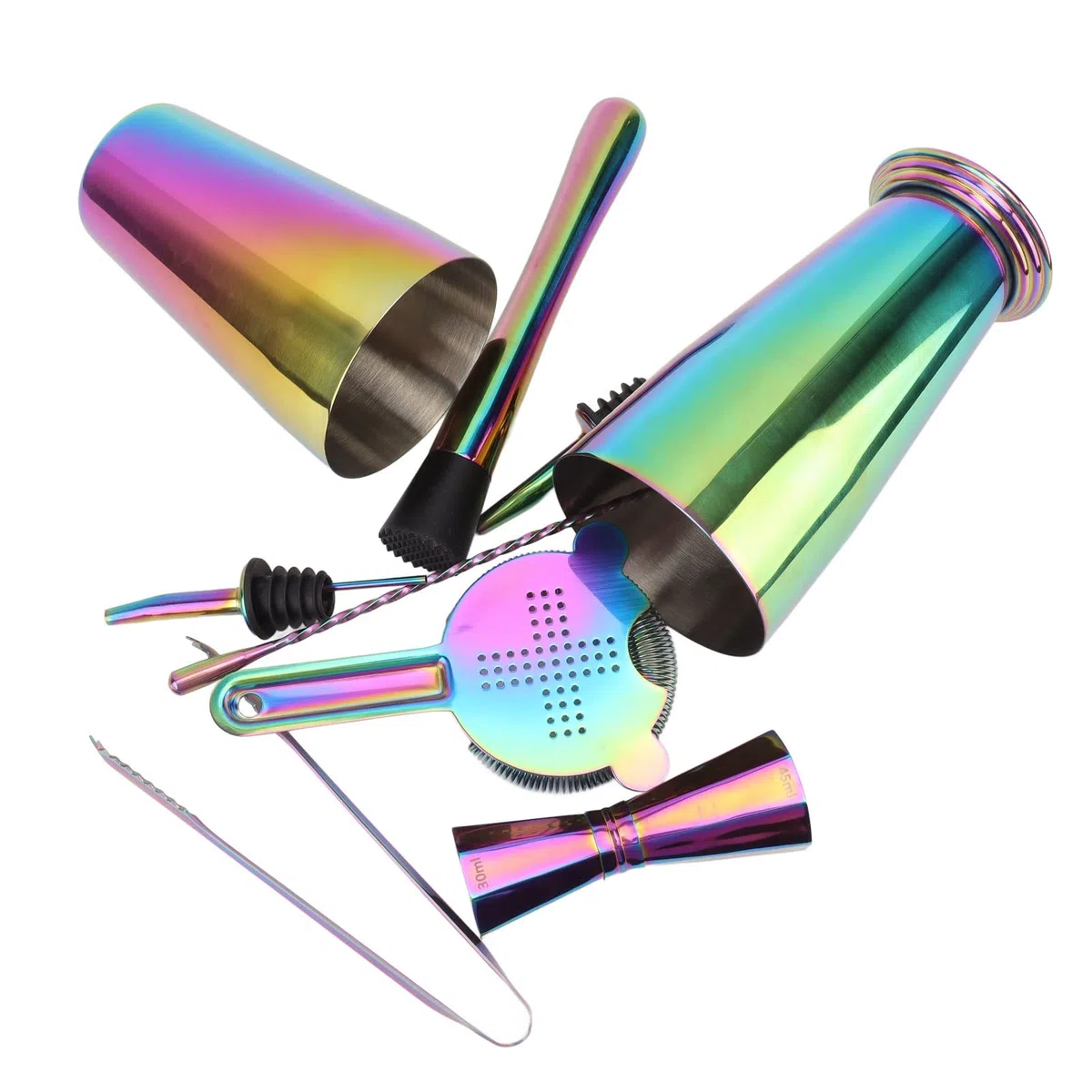 Juego de Coctelera y Jigger Duraderos de Acero Inoxidable 304 para Coctelería Profesional