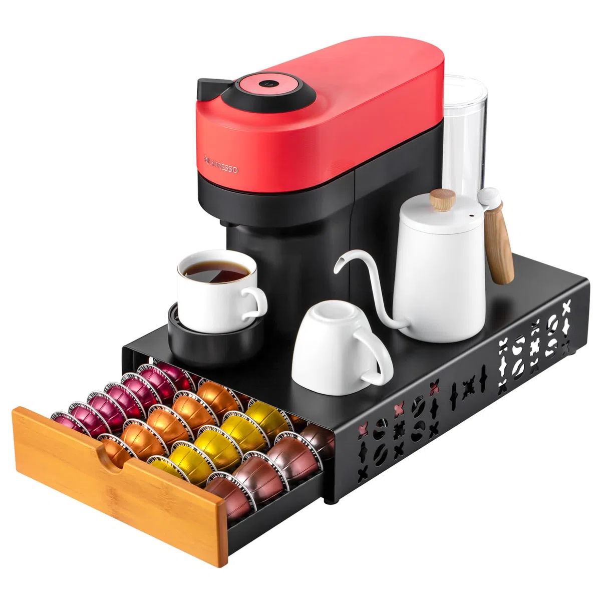 Flagship Soporte para cápsulas de café Vertuo para cápsulas Nespresso, metal negro, se adapta a todos los tamaños de cápsulas Vertuo