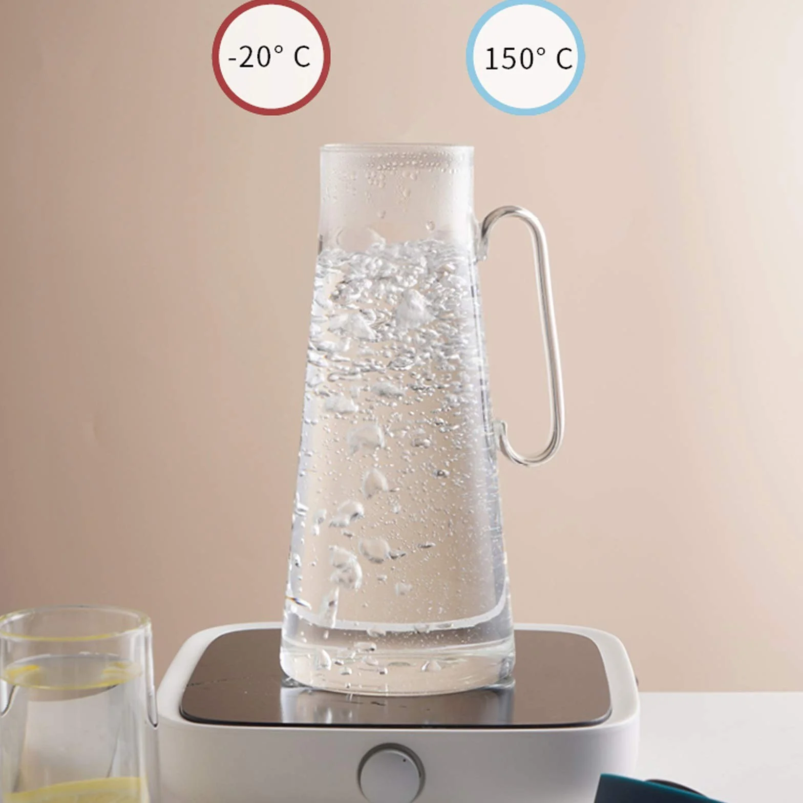 Jarra Agua Fria Jarra de vidrio de gran capacidad con tapa de vidrio resistente al calor de la tapa de silicona Tapa ajustable del filtro de acero inoxidable práctico Tamaño ajustable Jarra Agua Detox