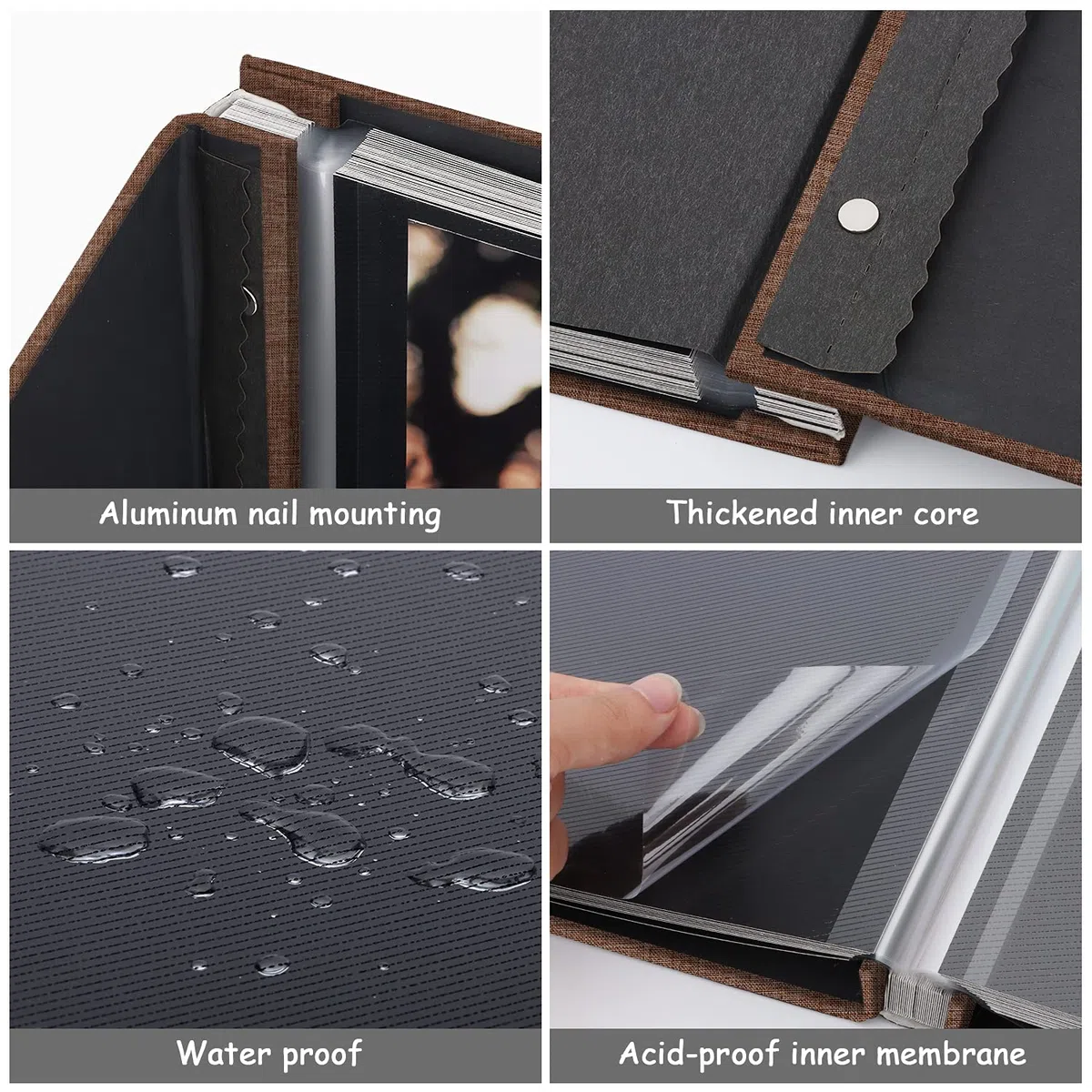 Zesthouse Álbum de fotos autoadhesivo, 60 páginas magnéticas para álbumes de recortes con página adhesiva, álbum de fotos con capacidad para 8 x 10, 5 x 7, 4 x 6 y 6 x 8 y 3 x 5, ideal para bodas